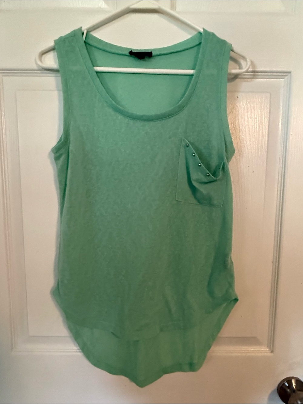 edge Brand Mint Green Stud-Accent Pocket Tank Top